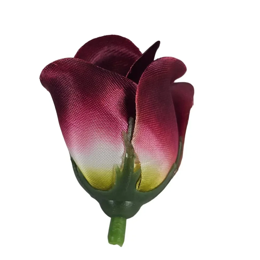 50 Wine Red Satin Rose Buds Stemless Wedding Floral Craft DIY 2 inch Burgundy